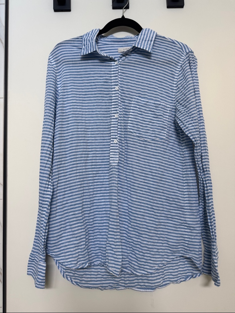 J Crew Light Blue & White Women’s Striped Button-Up Shirt